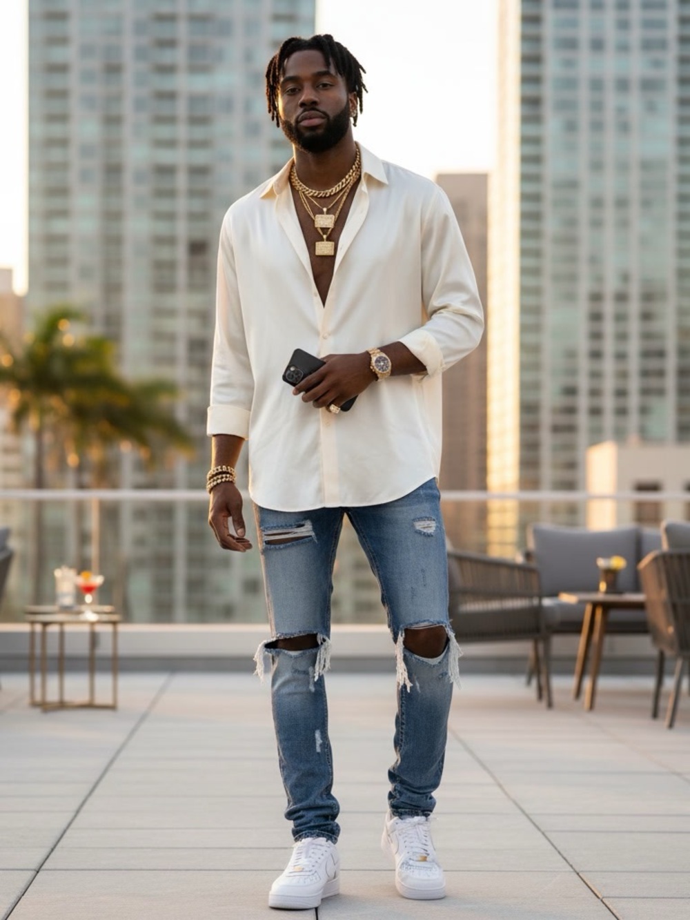MNML Light Blue Straight Leg Jeans